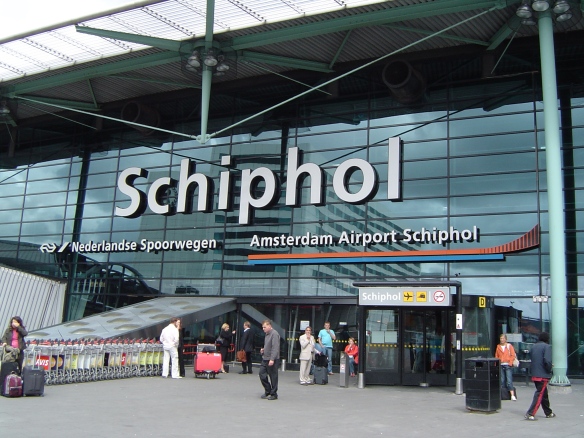 The sign to Schiphol Airport in Amsterdam
